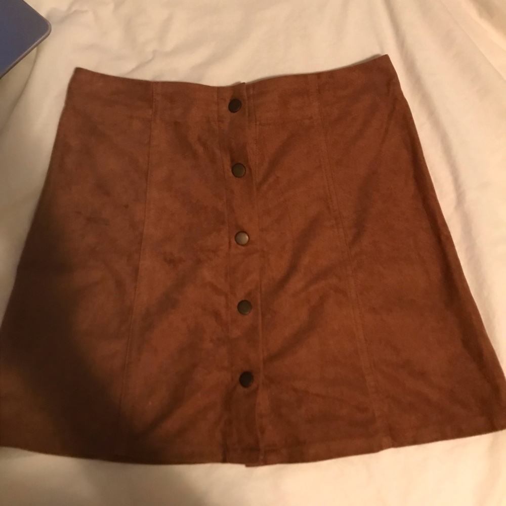 suede button down mini skirt
